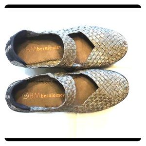 Bernie Mev Woven Gold Lulia Wedge Shoes